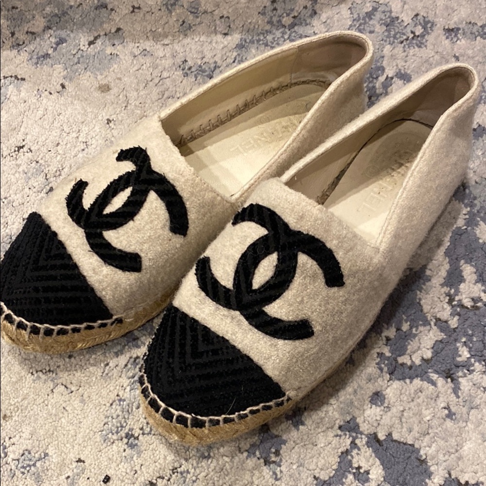 Women's Cream and Black Espadrilles